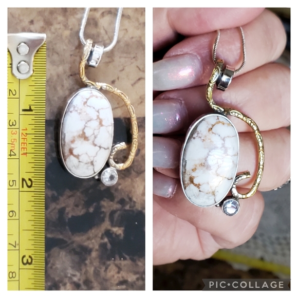 Genuine Wild Horse with White Topaz accent. - Picture 5 of 6